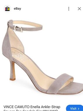 Vince Camuto Taupe Suede Ankle-Strap Stiletto Sandals